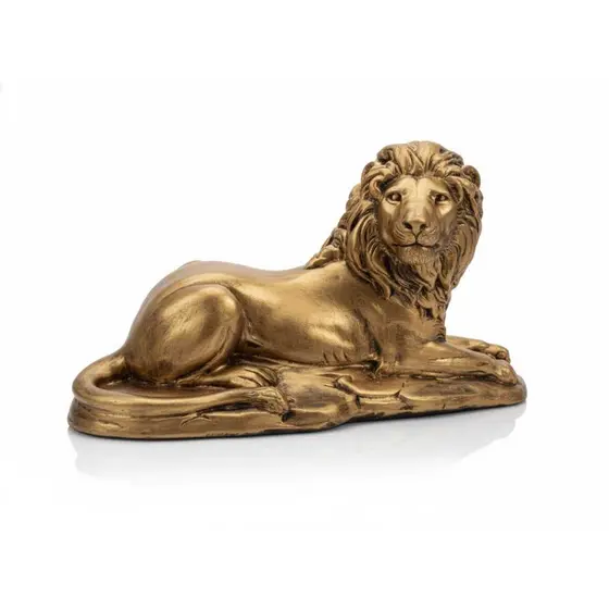 Estátua Leão Dourado Sentado Decoração/ Escultura Decorativa para Sala Moderna Luxo