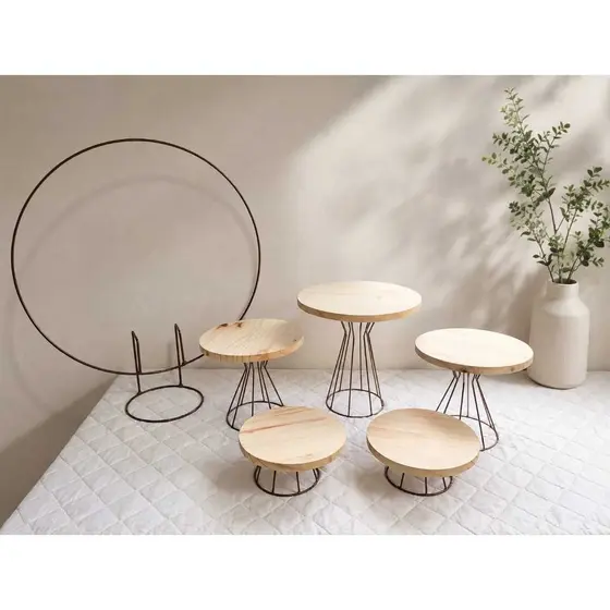 Kit 5 Boleiras e Doceiras  Festa+Arco 50cm Suportes para Decoração de Mesa de Aniversário e Casamento