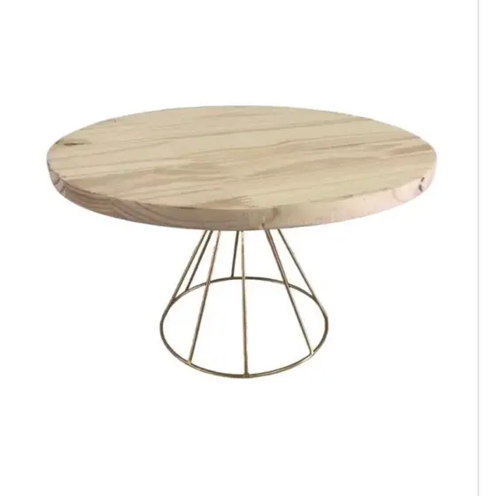 Suporte para Bolo em Ferro e Madeira Pinus – Boleira Decorativa para Festa, Aniversário e Casamento (Estilo Rústico Luxo