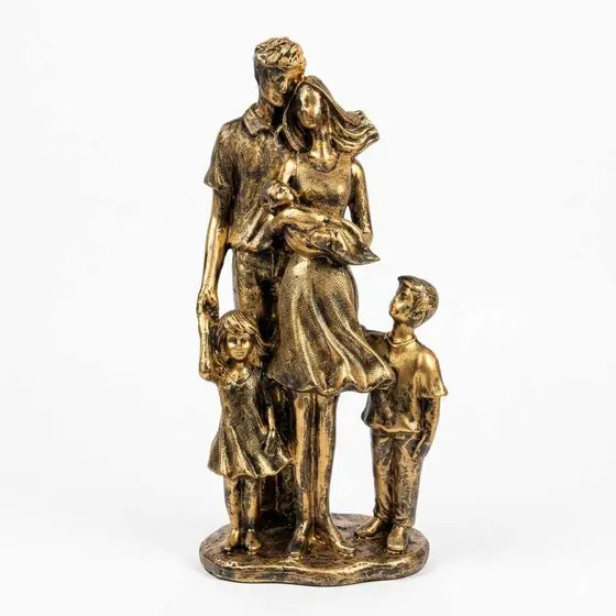 Escultura Estatua Família com Filhos  Decoração Estante, Pai, Mãe, Filho, Filha e Bebê