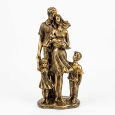Escultura Estatua Família com Filhos  Decoração Estante, Pai, Mãe, Filho, Filha e Bebê