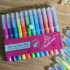 Giz Cera Color Gel Retratil 12  - Neon e Pastel Escolar
