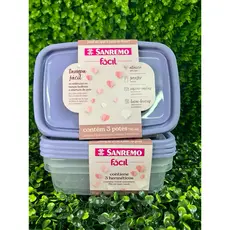Conjunto com 3 potes de 785ml plásticos Sanremo
