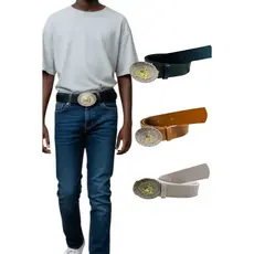 Cinto Masculino Social Simples Cowboy Resistente Couro Sintético Fivela Prata 3,0cm Unissex - Lincon