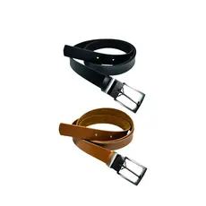 Kit2 Cinto Masculino Social Plus Size Casual Couro Sintético Fivela Grafite Básico - Lorenzo