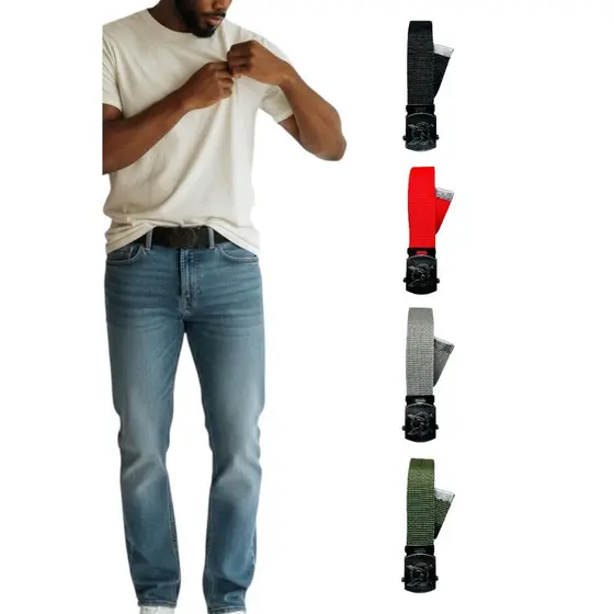 Cinto Masculino Básico Plus Size Da Moda Tecido Nylon Resistente Fivela Águia Grafite Básico  - Kael