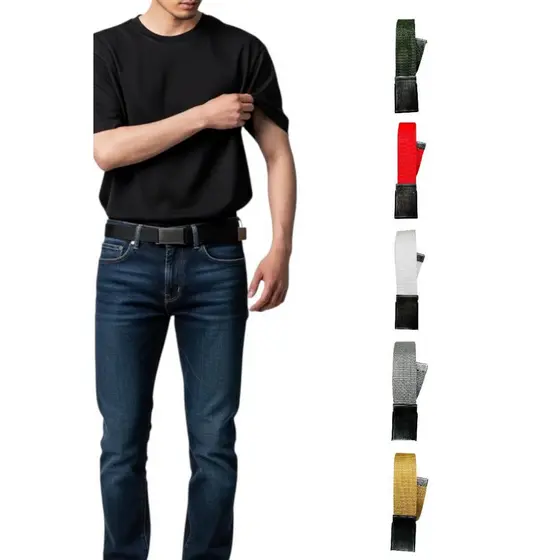 Cinto Masculino Básico de Tecido Nylon Resistente Plus Size Fivela Grafite Ajustável - Ravi