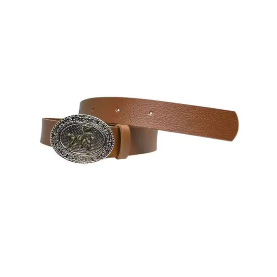 Cinto Masculino Elegante Em Couro Sintético Fivela 3,0cm Da Moda Country Fivela Prata - Jeferson