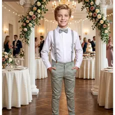 Conjunto Social Infantil Completo Com Camisa Manga Longa e Calça Chino Para Batizado, Casamento e Festas Entrega Rápida