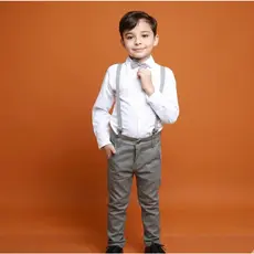 Roupa Masculina Infantil Bebe Festa Social Camisa Calça Suspensório Novidade