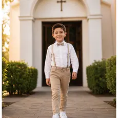 Conjunto Social Infantil Completo Para Casamento Batizado Pajem Casamento Bege