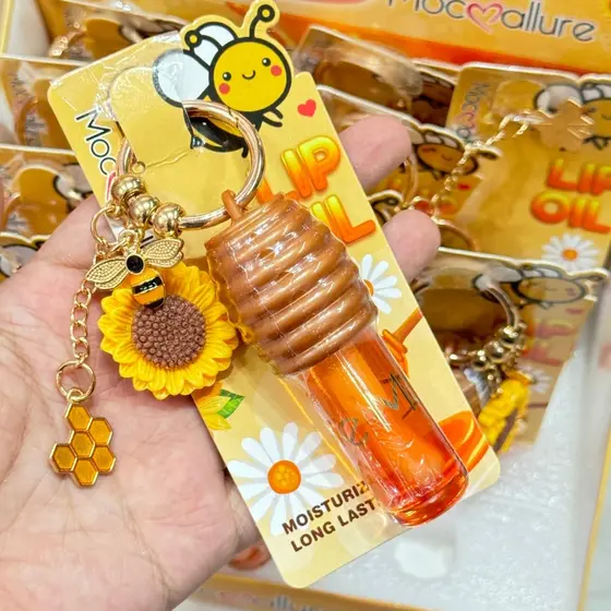 Mel Lip Oil Essence Gloss Transparente Hidratante Glaze Com Chaveiro Pode Ser Pendurado No Saco