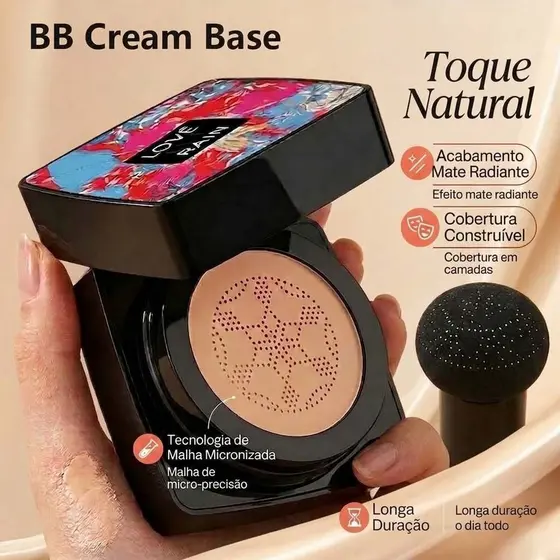 BB Cream Foundation/Concealer with Mushroom-Shaped Sponge Makeup Whitening Cream Martin Natural  HB2006