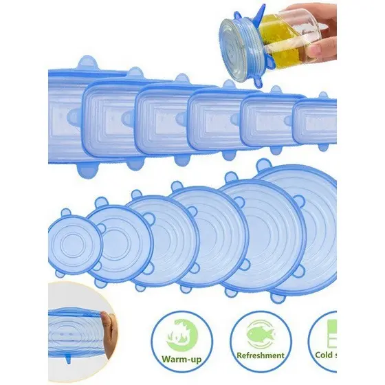 Tampa Silicone Ajustável Flexível Reutilizável Kit Com 6 Un.