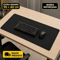 Mouse Pad Gamer 90x40cm Preto Extra Grande Superfície Liso Reforçado Speed Envio Rapido