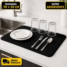 Tapete Escorredor De Louça 70x35 Para Pia E Cozinha Absorvente