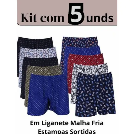 Kit 5 Pijamas Masculino Short Samba Canção em Malha Fria, Confortável Bem Grandão!!!!
