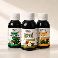 Kit Terapia Capilar óleo vegetal de Coco + óleo de Rícino + óleo de Alecrim Protect Hair 60ml