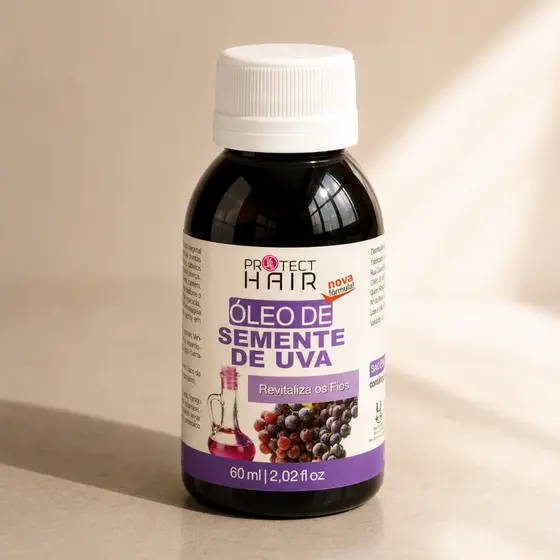 Óleo Vegetal Semente de Uva 60ml para umectação capilar Protect Hair