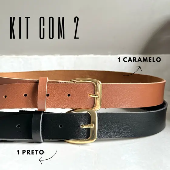 Kit 2 Cintos Feminino Fivela Clássica