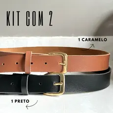 Kit 2 Cintos Feminino Fivela Clássica