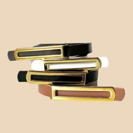 Kit 4 Cinto Feminino Blogueira da Moda Dourado Alfaiataria Casual