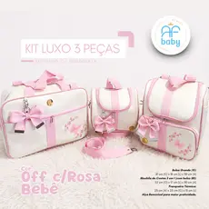 kits Maternidade 3 Peças Menina e Menino l Mala | Mochila l Frasqueira Bordado com Borboleta