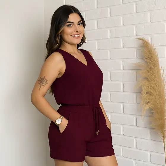 Conjunto Feminino Duna – Blusa Decote V e Short, Look Fresco, Casual e Elegante para o Verão