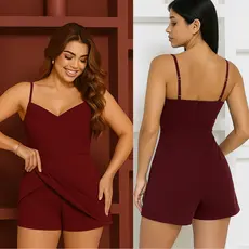 Vestido macaquinho feminino alfaiataria Premiun alcinha com bojo Short Saia