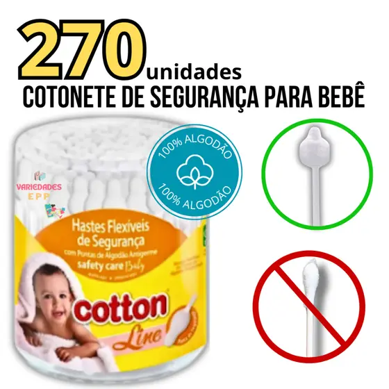 Cotonete Hastes Flexíveis De Segurança Bebê 270un