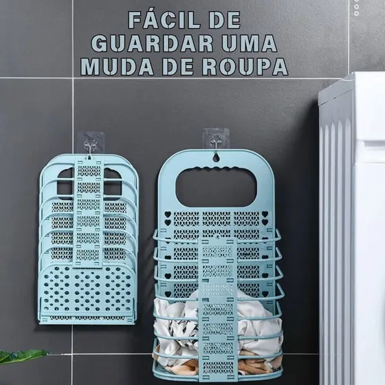 Cesto para Roupa Suja Dobrável De Parede Organizador Multiuso