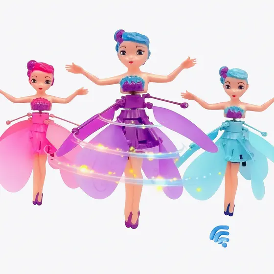 Fada Voadora Sensor de Mão Boneca Brinquedo Drone Fadinha Mágica Controle Infantil