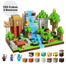kit Cubos 200/140/100/72/48 + Bonecos Magnéticos Criativos Infantil Blocos bonecos