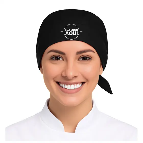 Touca Bandana Chefe Logo Personalizada Cozinha Restaurante