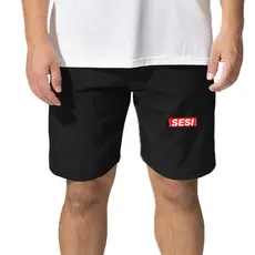 Bermuda Sesi Adulto Helanca Uniforme Escolar Preto