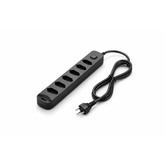 Extensão Régua Filtro de Linha 6 Tomadas Bivolt 10A com Fusível 1 Metro Elétrica Régua de Tomada
