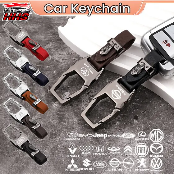 【HHS】Chaveiro De Carro De Alta Qualidade , Liga De Zinco , Couro , Multifuncional , Fivela Suspensa , Moda Masculina