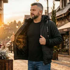 Jaqueta Masculina Forrada por dentro Pelo Fleece Pelúcia Puffer Bobojaco Nylon Matelado com Bolso