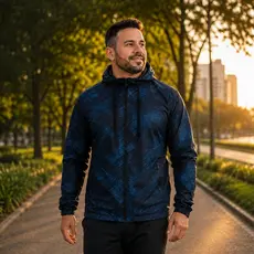 Jaqueta Corta Vento Masculino Estampado Casual Academia Ciclismo Camuflado Tecido Resistente Água