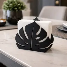 Porta Guardanapo Folha Costela de Adão Decorativo Moderno – Preto, Bege e Verde Oliva