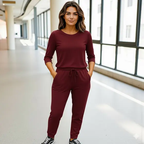 Conjunto Feminino Lufran Viscolycra Macia Preto Manga 3/4 com Calça Jogger Confortável e Sofisticado