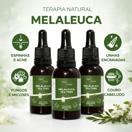 Óleo Essencial De Melaleuca 100% Puro 30ml Contra Micose Acne