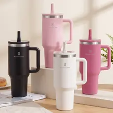 ROMANTIC CROWN Copo Térmico Inox Portátil 600ml/1.2L com Tampa Bico ou Canudo Garrafa Térmica Tumbler