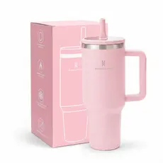 ROMANTIC CROWN Copo Térmico Inox 1200ml com Bico Flip e Alça Garrafa Térmica para Viagem e Carro