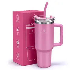 ROMANTIC CROWN Copo Térmico Inox Portátil 1200ml/600ml com Tampa e Canudo Garrafa Térmica Inoxidável