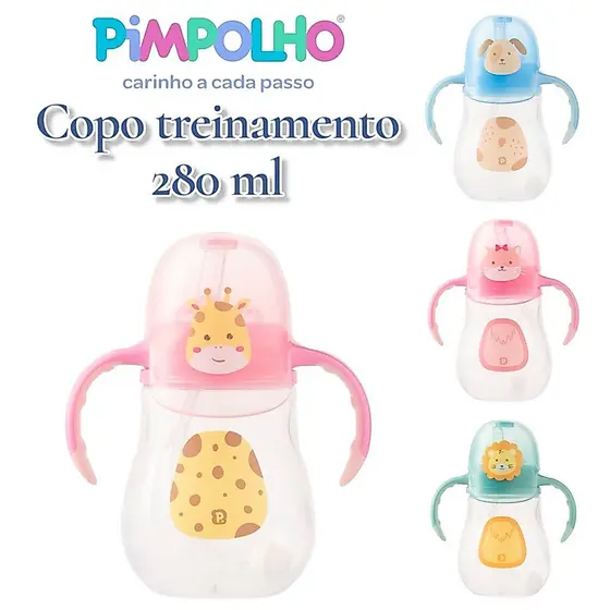 Copo de Treinamento com Alça 280ml menino menina bico silicone Pimpolho