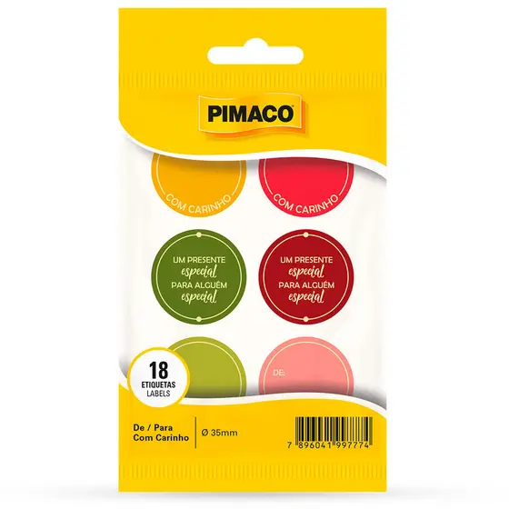 Etiqueta de/para carinho com 18 unidades Pimaco