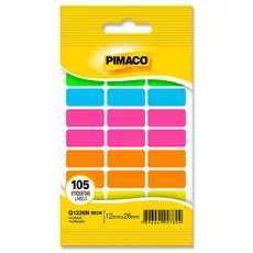 Etiqueta adesiva Q-1226N retangular multicolor neon Pimaco