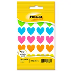 Etiqueta adesiva TP18 coração multicolor neon Pimaco