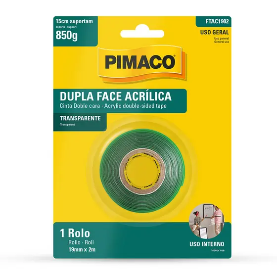 Fita dupla face acrílica 19mmX2m Pimaco